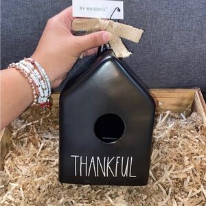 Rae Dunn Black Matte Thankful Birdhouse